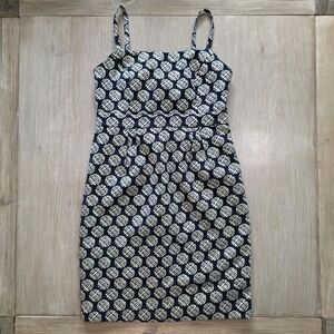 Limited Edition Black Gold Dot Print Spaghetti Strap Midi Dress Size 4